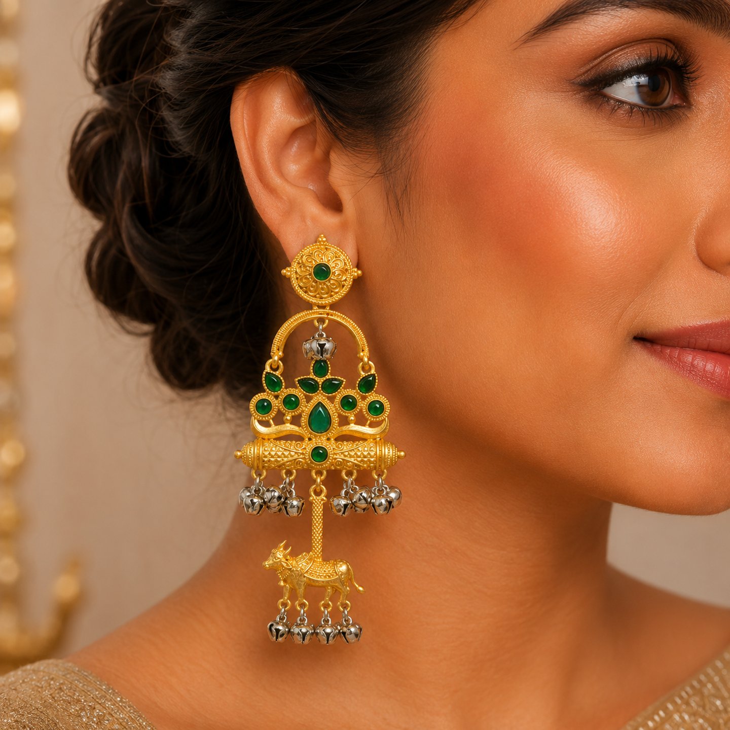 Sonakshi Kashmiri Earrings with Silver Ghungroos