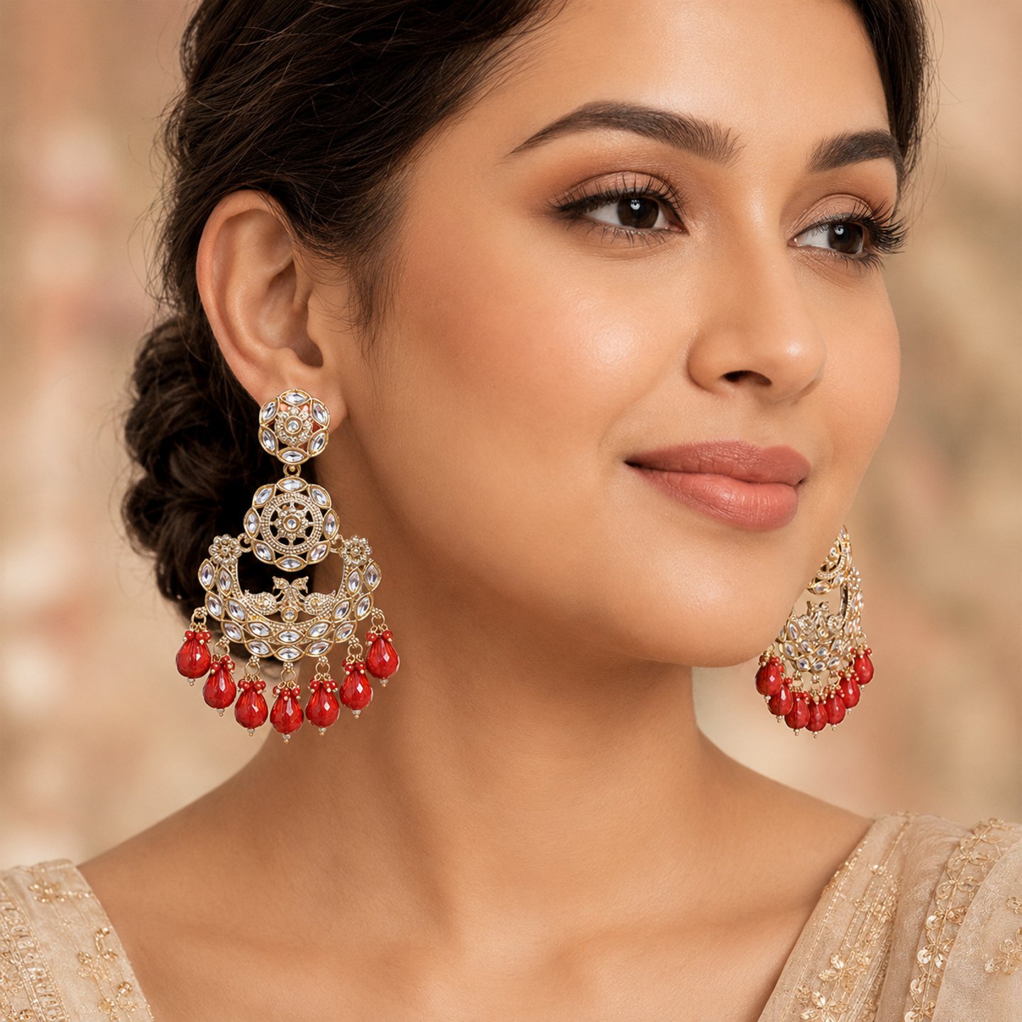 Avika Kundan Chandbalis with Colorful Hangings
