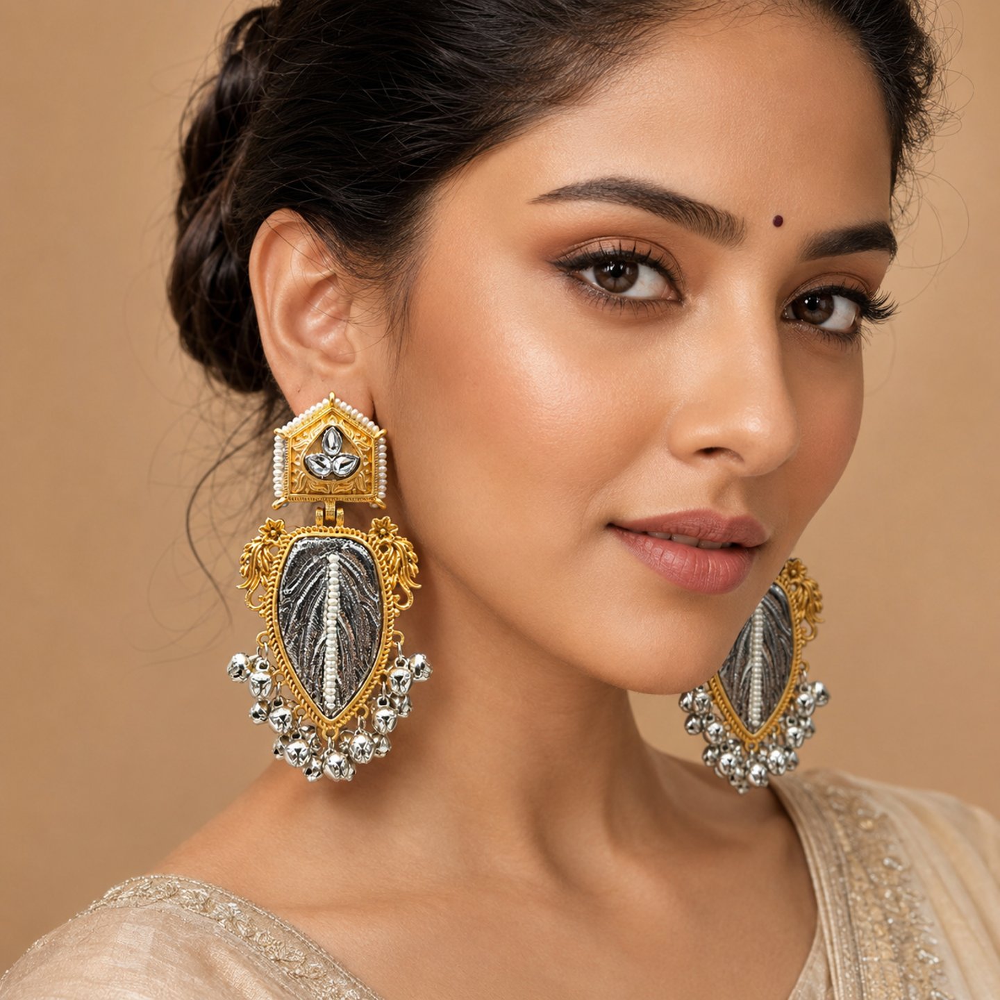 Tiya Leaf Design Kashmiri Earrings