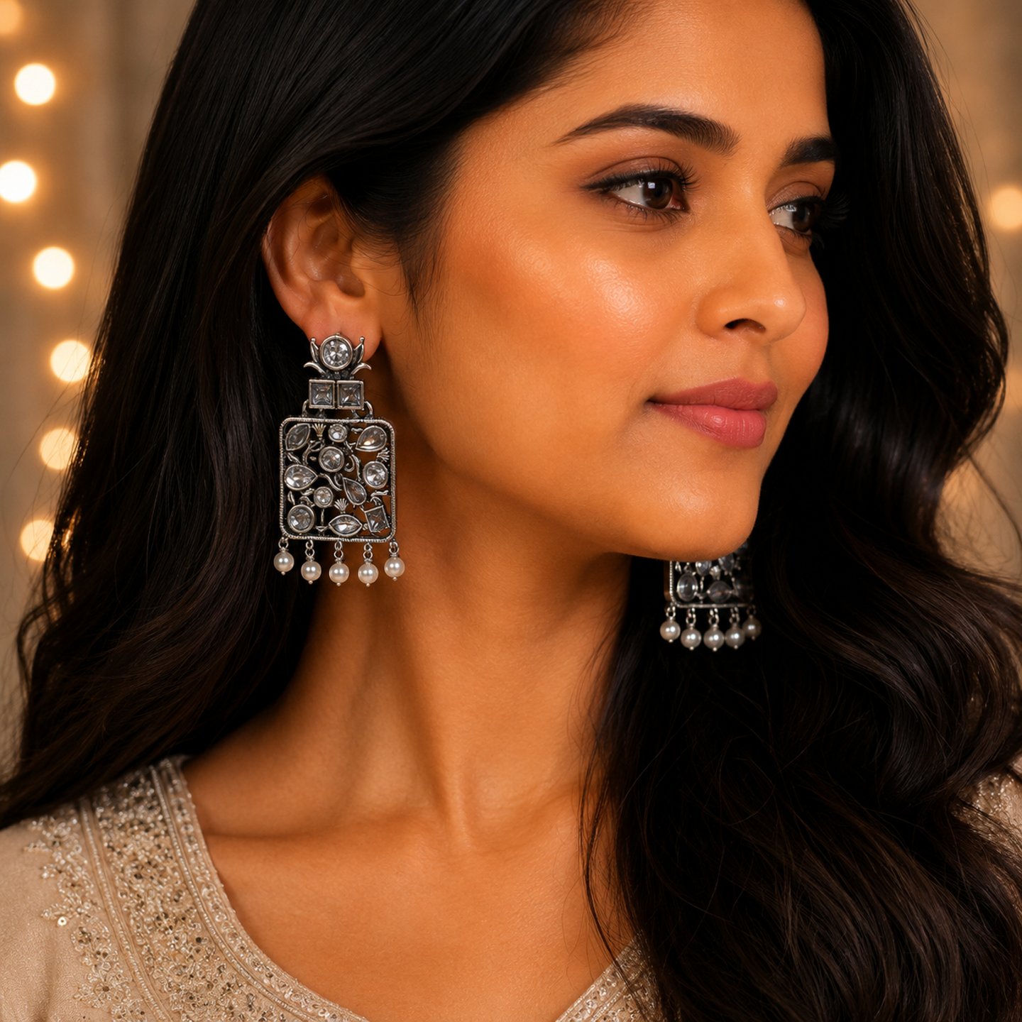 Saira Oxidised Matte Finish Earrings