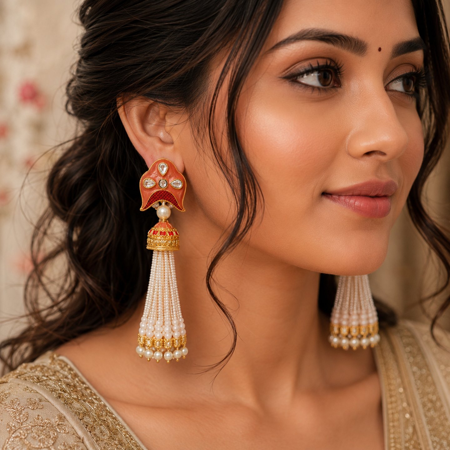 Ridhi Designer Pearls with Jhumkas
