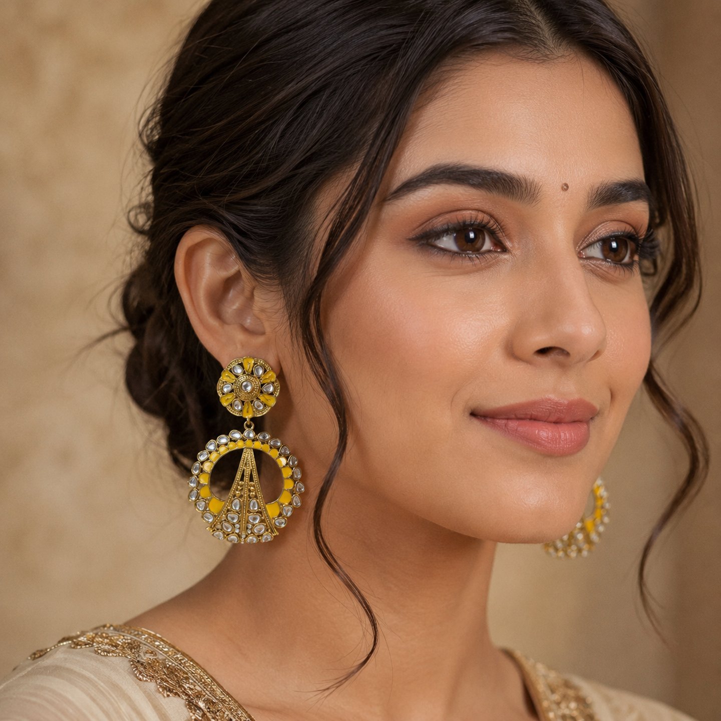 Aditi Kundan Meenakari Round Earrings