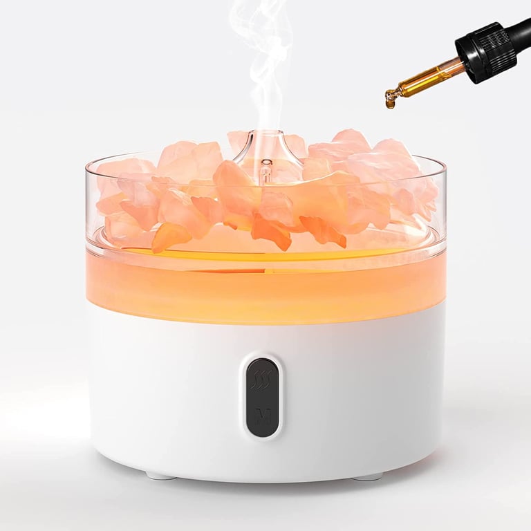 USB-C Aroma Diffuser (Himalayan Salt) - Night Light & Flame Effect - Product Name