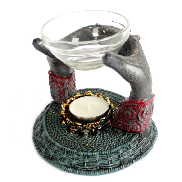 Antique Buddha Statue Hands Oil Burner - Spiritual Decor & Meditation Tool