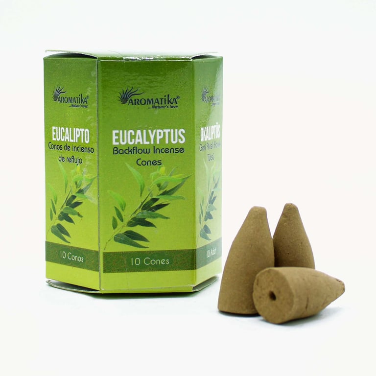 Eucalyptus Masala Backflow Incense Sticks - 10 Pack, Home Fragrance for Relaxation and Aromatherapy