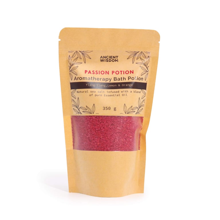 Passion Aromatherapy Bath Potion - Natural 350g Relaxation Soak in Kraft Bag