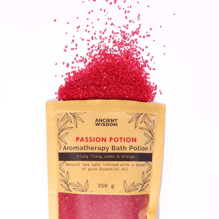 Passion Aromatherapy Bath Potion - Natural 350g Relaxation Soak in Kraft Bag
