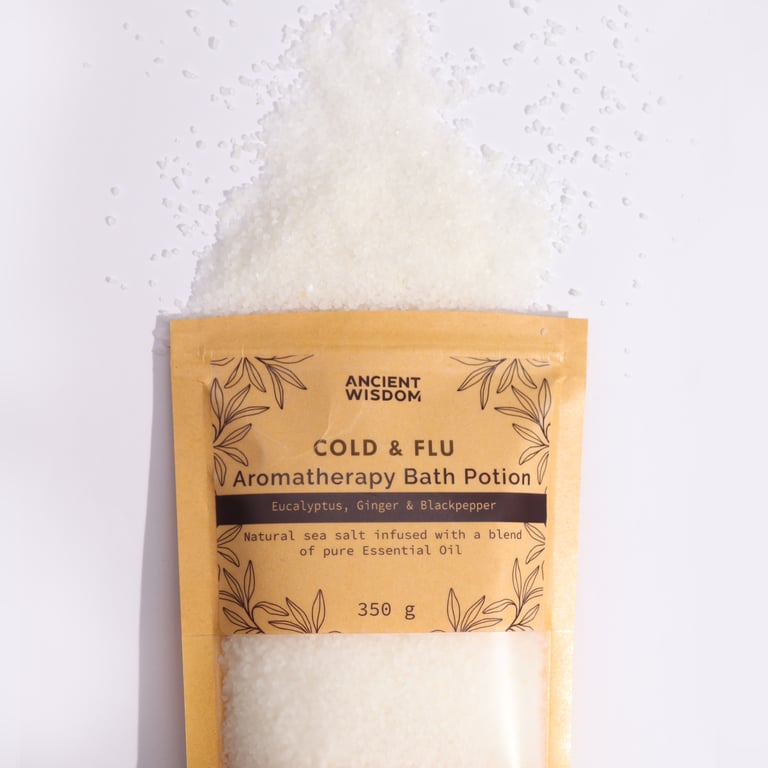 Aromatherapy Bath Potion - Natural Relief for Colds & Flu in 350g Kraft Bag