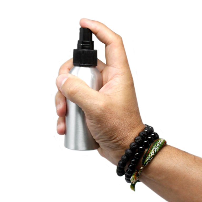 Aluminium 100ml Spray Bottle with Black Top - Home & Garden Beauty Supplies