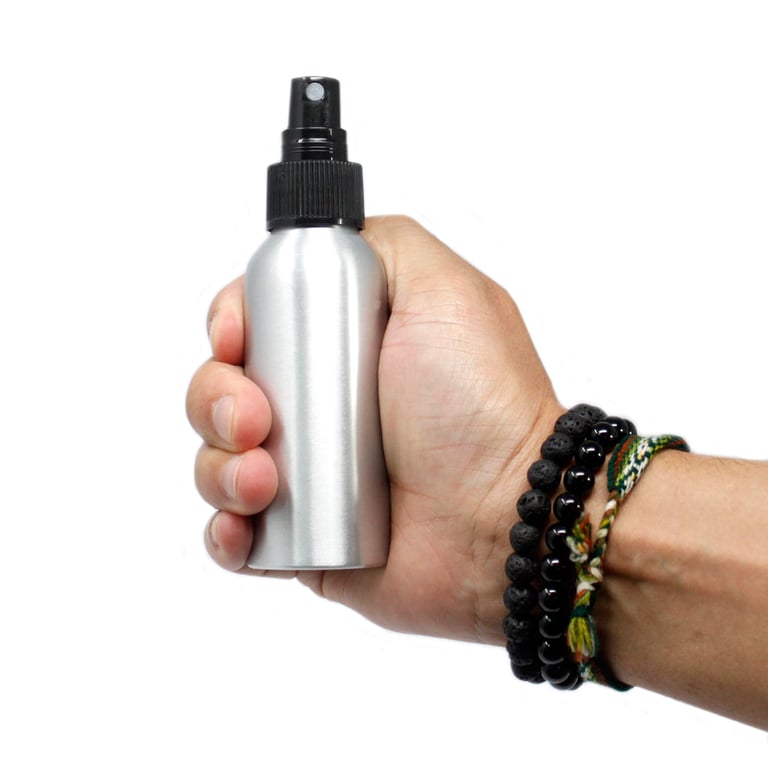 Aluminium 100ml Spray Bottle with Black Top - Home & Garden Beauty Supplies