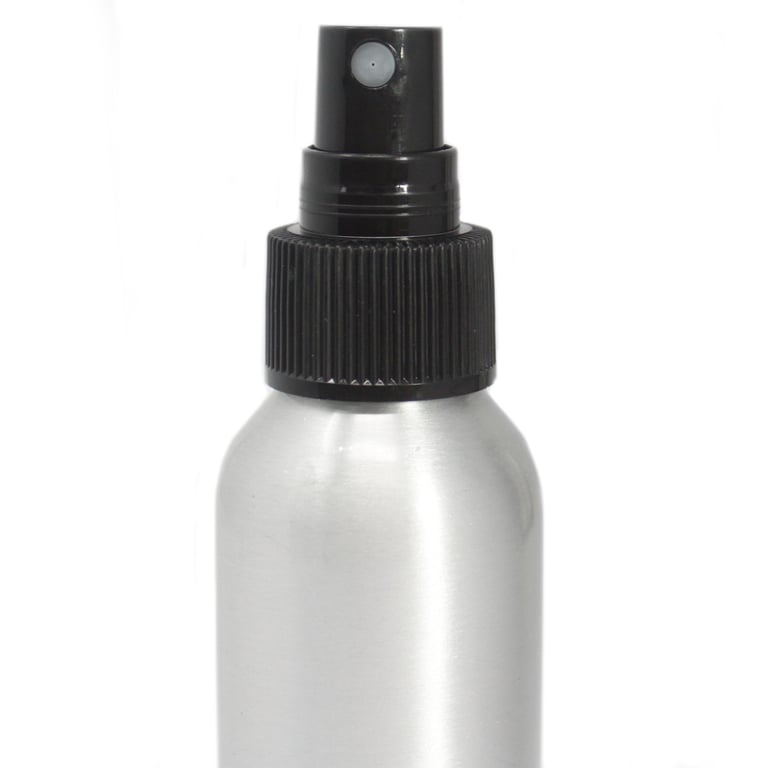Aluminium 100ml Spray Bottle with Black Top - Home & Garden Beauty Supplies