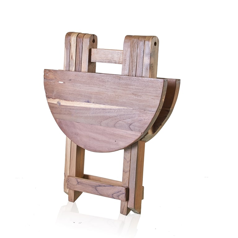 Folding Round Coffee Table (50cm) - Recycled Wood