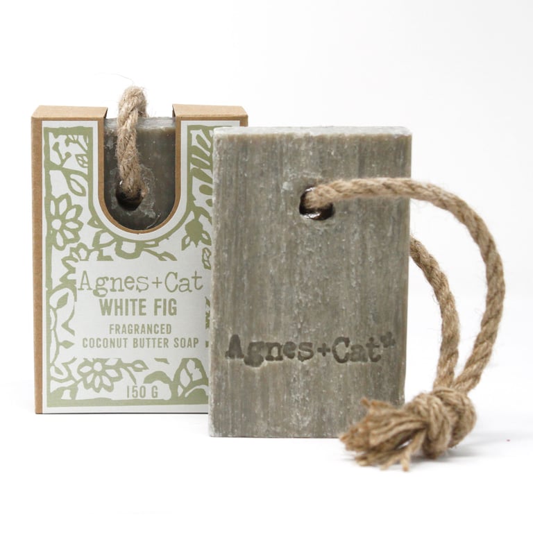 Artisan Handmade Soap on a Rope - White Fig Natural Luxury Bar