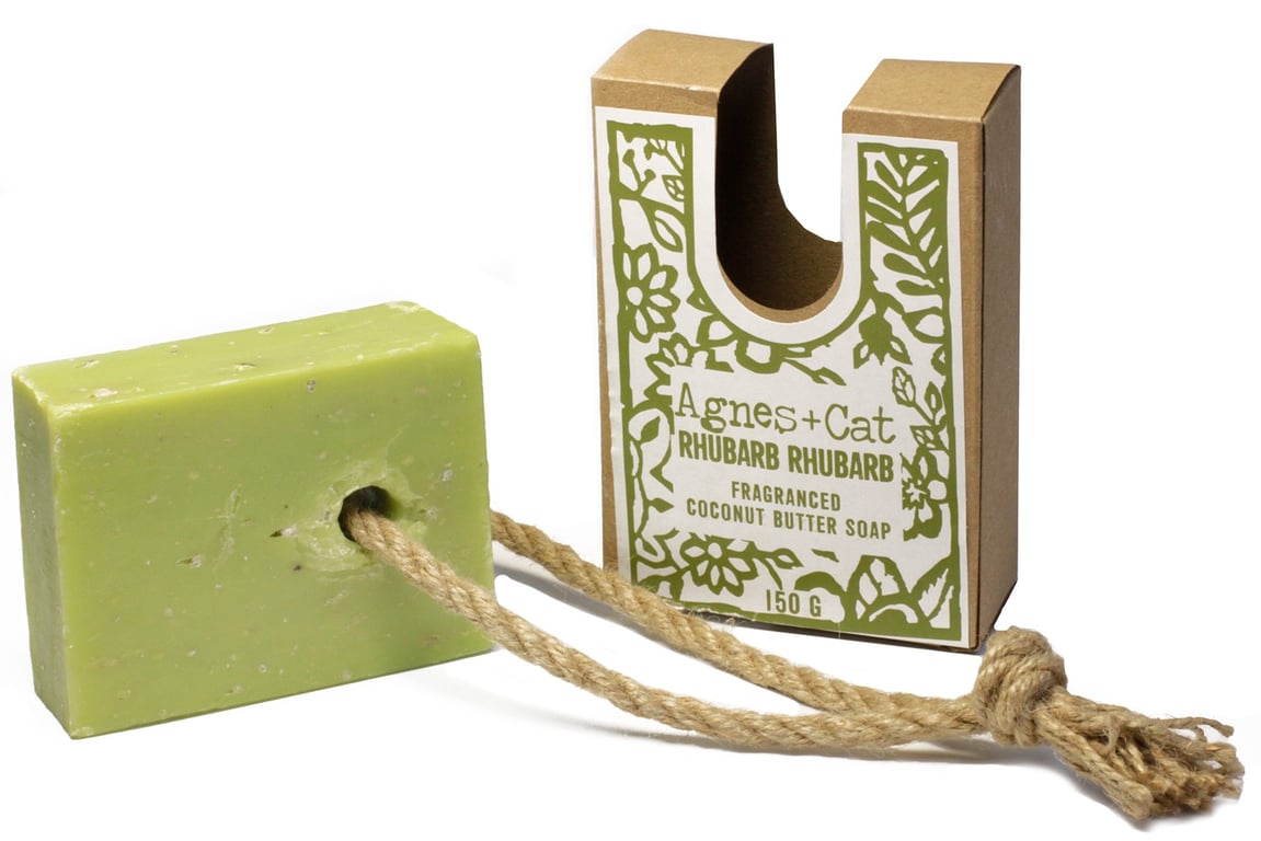 Handcrafted Rhubarb Soap On A Rope - Natural Body Care