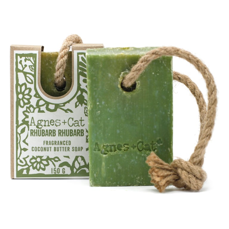 Handcrafted Rhubarb Soap On A Rope - Natural Body Care