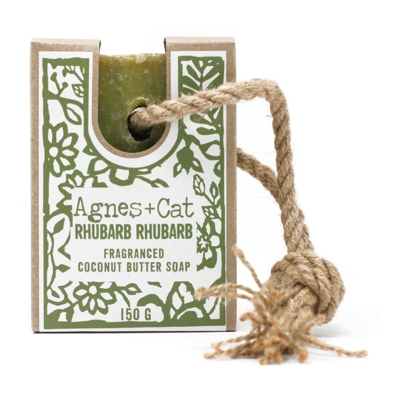 Handcrafted Rhubarb Soap On A Rope - Natural Body Care