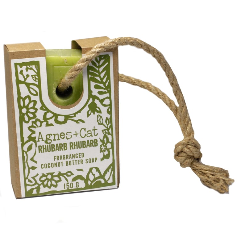 Handcrafted Rhubarb Soap On A Rope - Natural Body Care