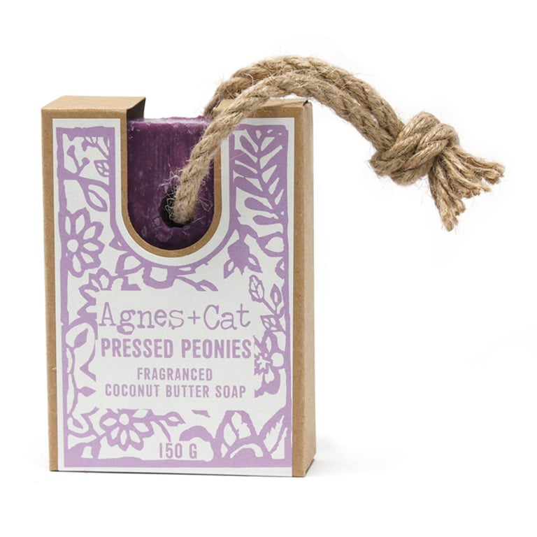 Artisanal Soap on a Rope - Pressed Peonies Natural Handmade Scented Bar