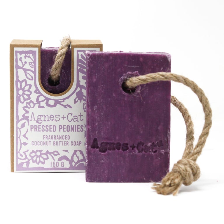 Artisanal Soap on a Rope - Pressed Peonies Natural Handmade Scented Bar