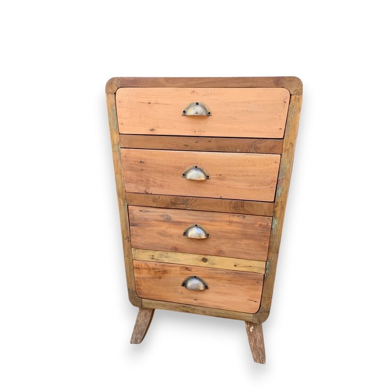 4-Drawer Recycled Wood Storage Organizer - Eco-Friendly Durability