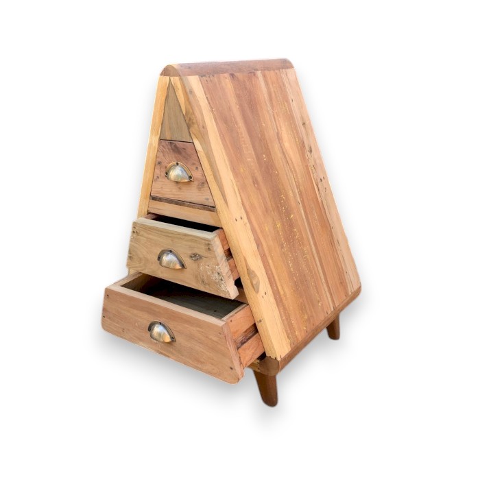 Recycled Wood 3-Drawer Storage Organizer - Mr Triangle Decoration