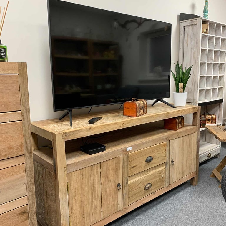 Recycled Wood Large TV Stand - Durable & Eco-Friendly