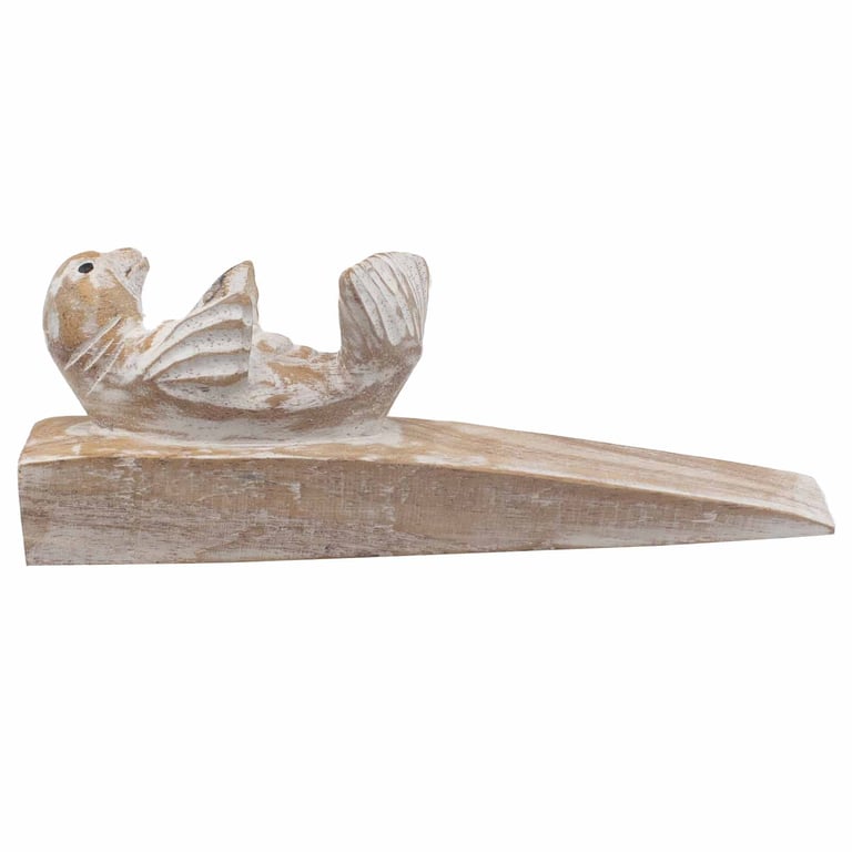 Hand Carved Baby Seal Doorstop - Unique Decorative Home Accent