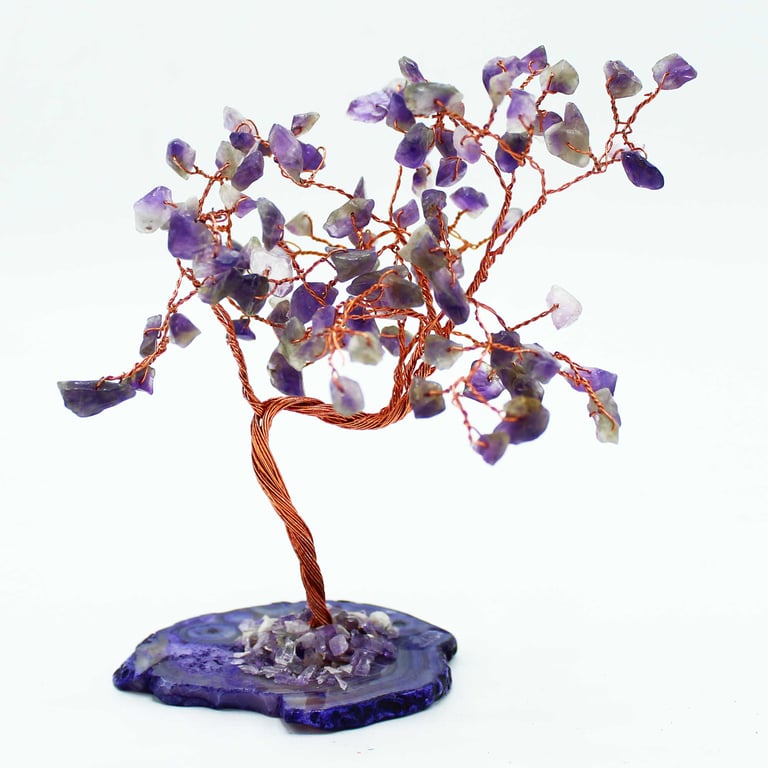 Amethyst Crystal Tree - 100 Natural Stones on Genuine Agate Base