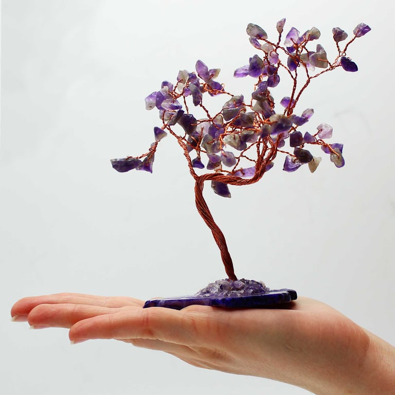 Amethyst Crystal Tree - 100 Natural Stones on Genuine Agate Base
