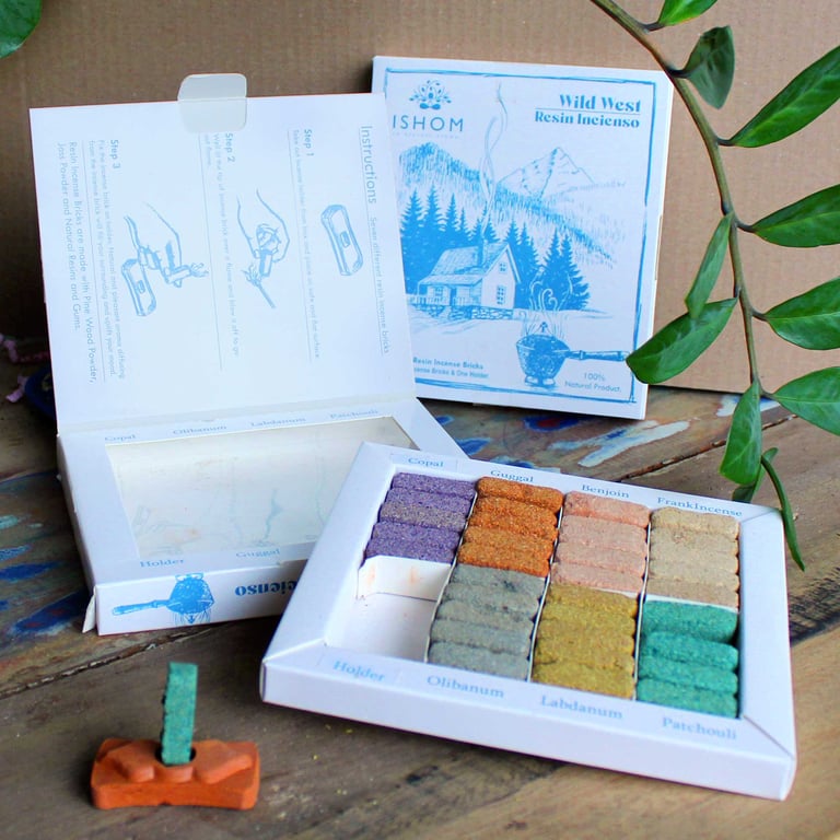 Wild West Incense Display Set - 70 Smudge Bricks & Burner Kit
