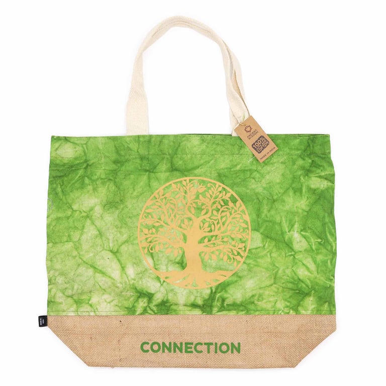 All Natural Tree of Life Bag - Green Stonewash Organic Cotton