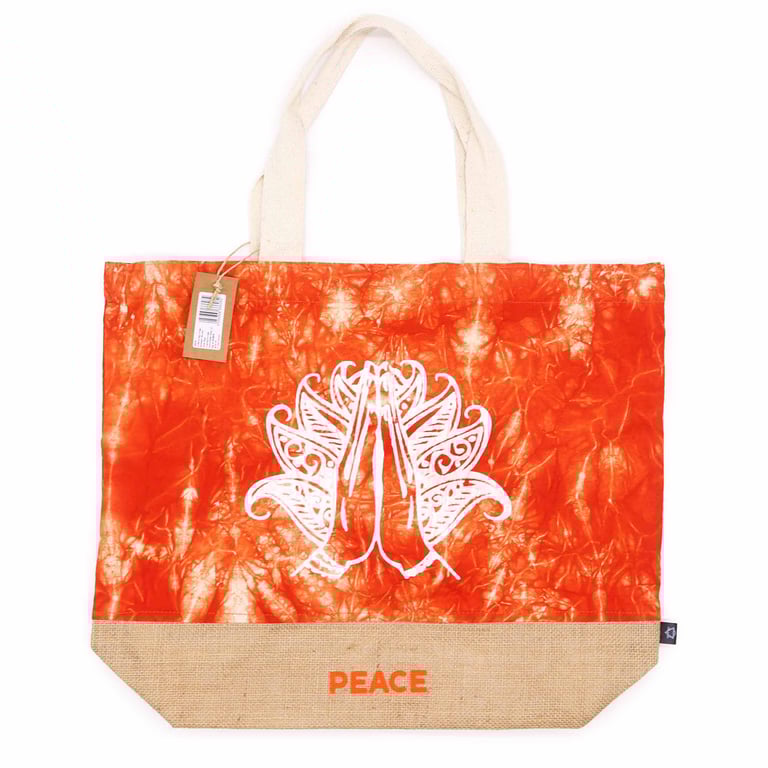 All Natural Orange Stonewash Namaste Handbag - Organic Cotton Stone Washed Tote Bag for Peaceful Living