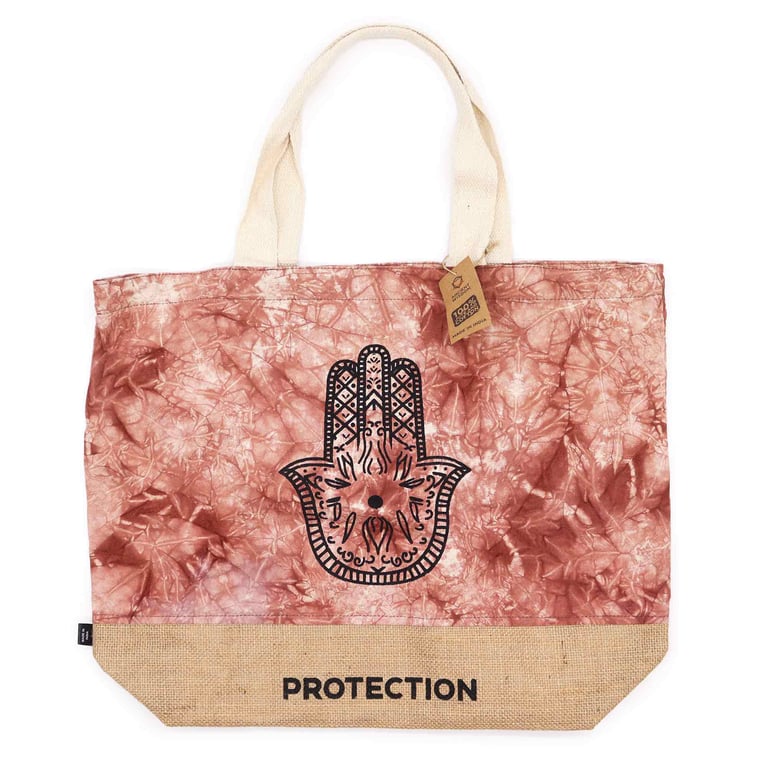 All Natural Handwoven Terracotta Stonewash Hamsa Protection Bag