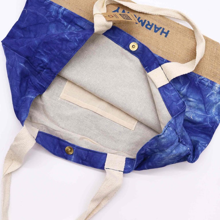 All Natural Harmony Bag - Blue Stonewash Mandala Print Eco Friendly Organic Cotton Tote