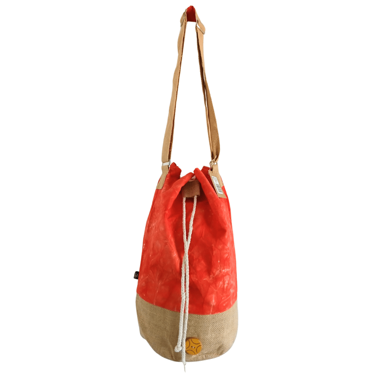Orange Stonewash Namaste Hand All Natural Eco Friendly Backpack - Organic Cotton Construction