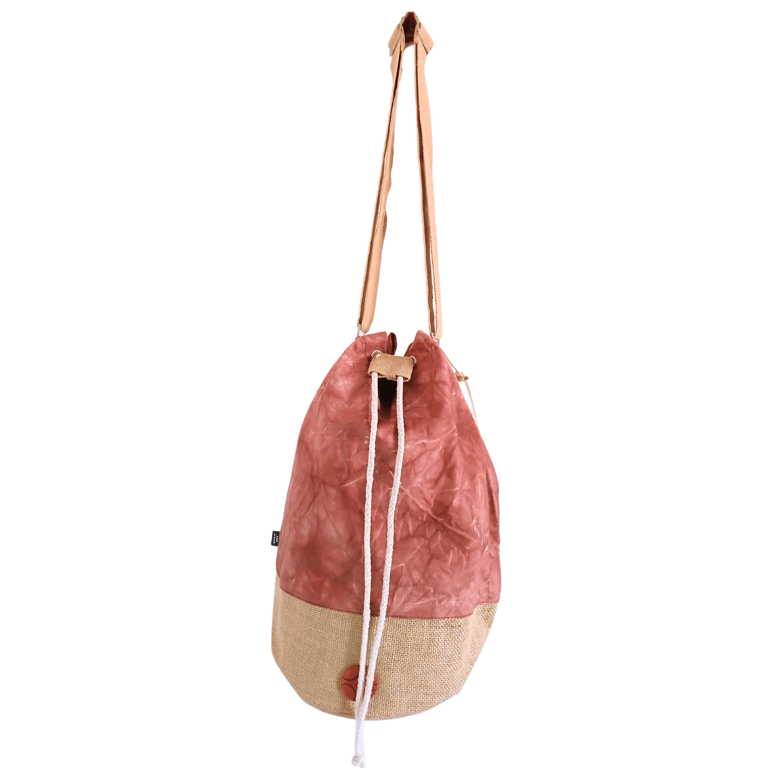 All Natural Backpack - Terracotta Stonewash Hamsa Design Eco Friendly Bag
