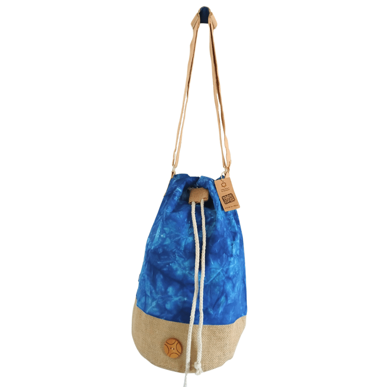 All Natural Blue Stonewash Mandala Backpack - Organic Cotton & Eco-Friendly Design