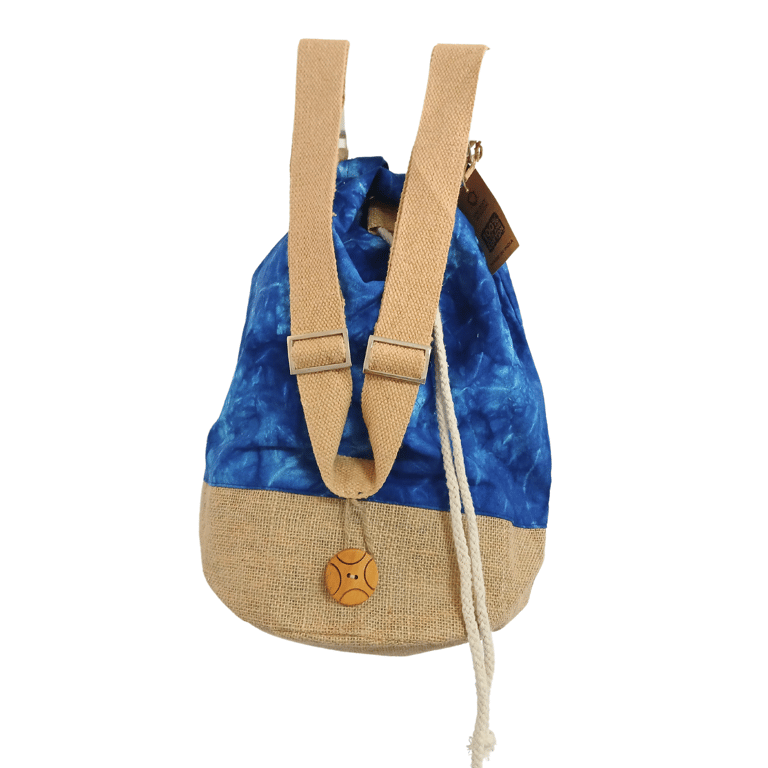 All Natural Blue Stonewash Mandala Backpack - Organic Cotton & Eco-Friendly Design