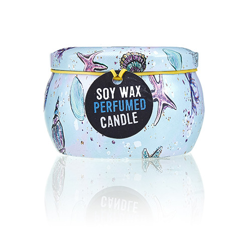 Art Tin Candle - Assorted Sea Life Design with Raspberry Scented Wax