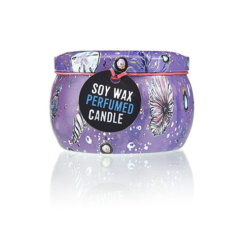 Art Tin Candle - Assorted Sea Life Design with Raspberry Scented Wax