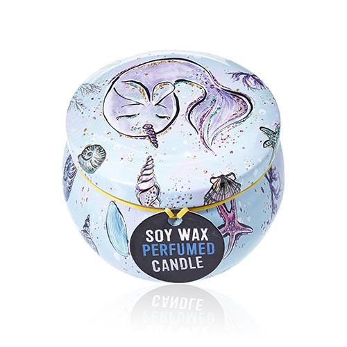 Art Tin Candle - Assorted Sea Life Design with Raspberry Scented Wax
