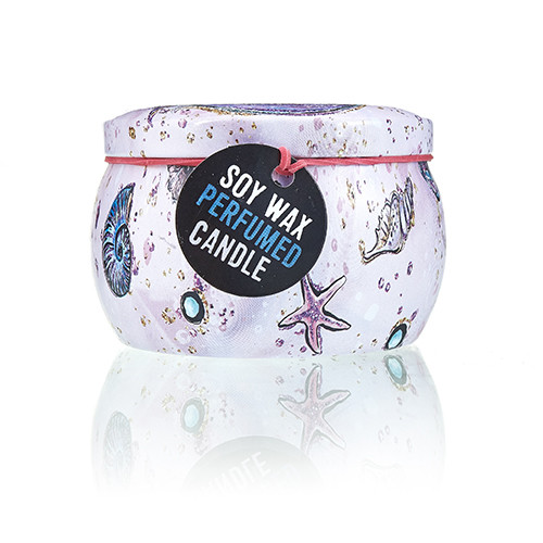 Art Tin Candle - Assorted Sea Life Design with Raspberry Scented Wax