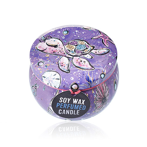 Art Tin Candle - Assorted Sea Life Design with Raspberry Scented Wax