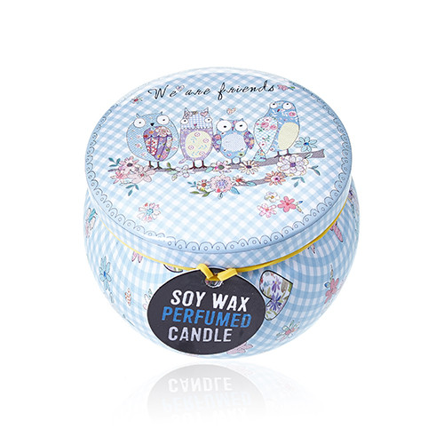 Art Tin Candle - Assorted Design with Friendly Messages and Parma Violet Fragrance