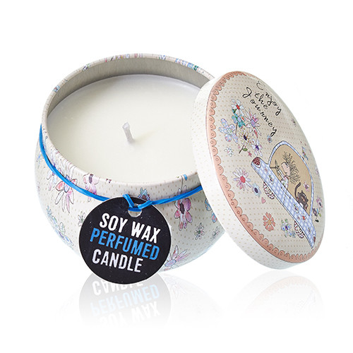 Art Tin Candle - Assorted Design with Friendly Messages and Parma Violet Fragrance