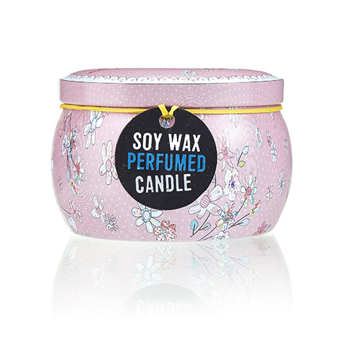Art Tin Candle - Assorted Design with Friendly Messages and Parma Violet Fragrance