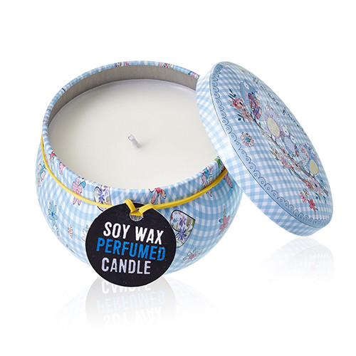 Art Tin Candle - Assorted Design with Friendly Messages and Parma Violet Fragrance