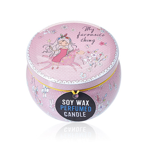 Art Tin Candle - Assorted Design with Friendly Messages and Parma Violet Fragrance