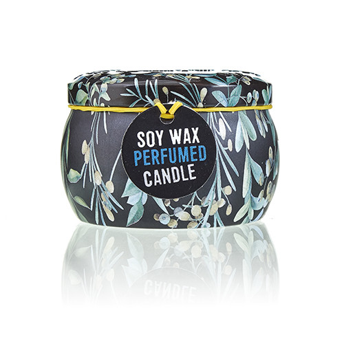 Art Tin Candle - Romantic Garden Design & Tea Rose Scented Assorted Tin Holder