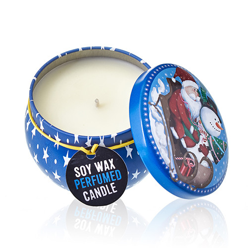 Art Tin Candle - Vintage Christmas Spiced Orange Assorted Design